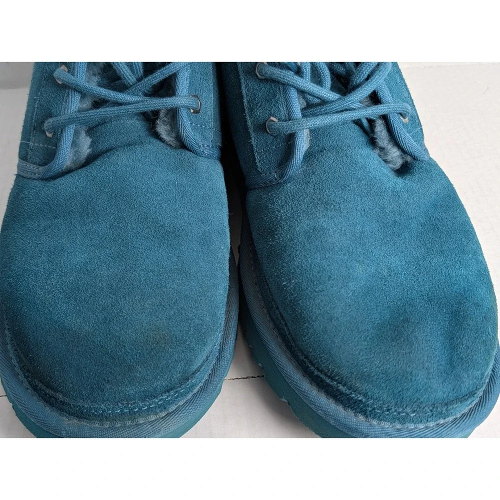 UGG Neumel Chukka Boots Men's US 12 Blue Teal Suede Sheepskin Lace Up EU 45